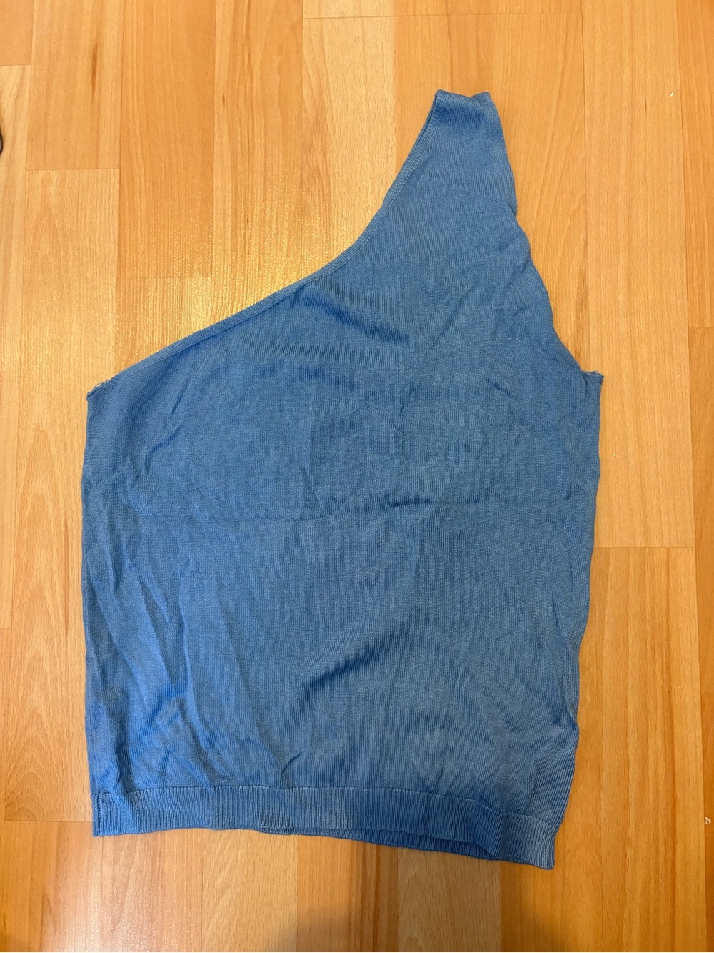 One-Shoulder Blue Knit Top